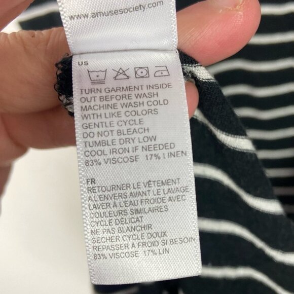 Revolve Amuse Society Basic Beach Black White Striped Knotted Midi Dress Boho S - Picture 11 of 11